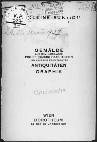 Gemälde aus dem Nachlasse Philipp (Baron) Haas-Teichen und anderem Privatbesitze, Antiquitäten, Graphik : [vente du 24 au 26 janvier 1927]