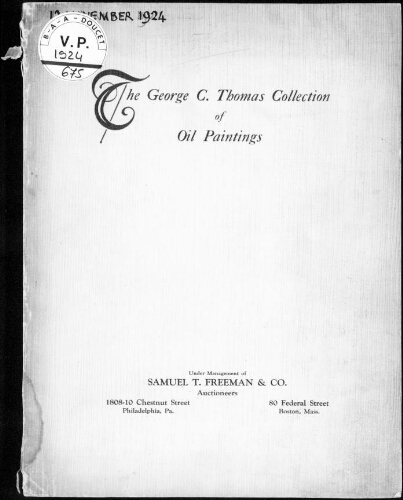 George C. Thomas collection of oil paintings : [vente des 12 et 13 novembre 1924]