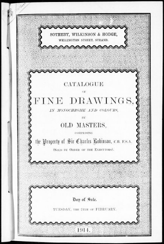 Catalogue of fine drawings [...] : [vente du 24 février 1914]