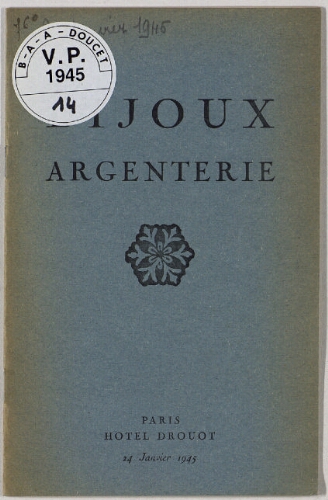 Bijoux, argenterie : [vente du 24 janvier 1945]