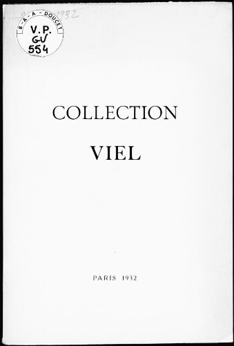 Collection Viel : [vente du 24 mai 1932]