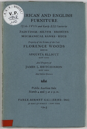 American and English furniture [...] : [vente des 4 et 5 mars 1943]