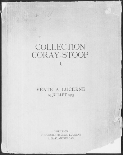 Collection Coray-Stoop, I. : [vente du 29 juillet 1925]
