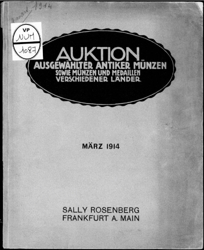 Auktions-Katalog ; Sammlung des Herrn Geheimrat Prof. Dr. Helferich-Eisenach u. A. [...] : [vente du 9 mars 1914]
