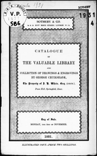 Catalogue of the valuable library [...], the property of J. H. White [...] : [vente du 2 novembre 1931]