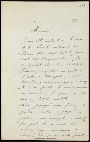 Lettre adressée à Jean-Louis-Ernest Meissonier [...], 16 mai 1890