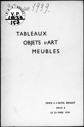 Estampes, dessins par, d'après ou attribués à F. Boucher, Desrais, Hennequin […] : [vente du 29 mars 1939]