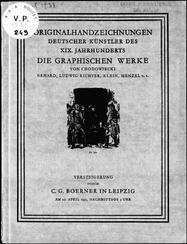 Originalhandzeichnungen deutscher Künstler des XIX. Jahrhunderts [...] : [vente du 29 avril 1931]