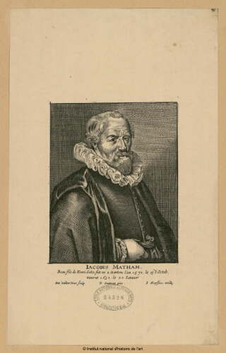 Jacobus Matham, beau-fils de Henri Goltz, fut né à Harlem l'an 1571 le 15 d'octobre, mourut 1631 le 20 janvier