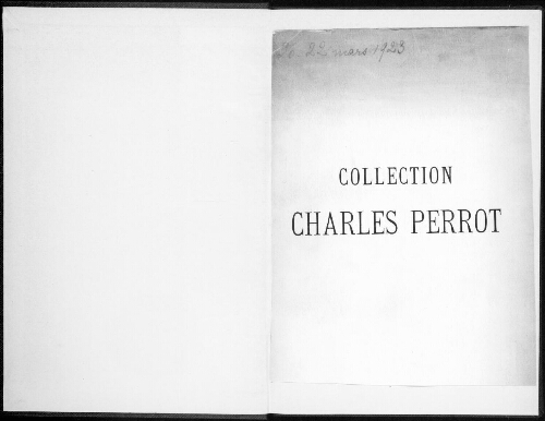 Collection Charles Perrot (première vente) : [vente du 20 au 22 mars 1923 ]