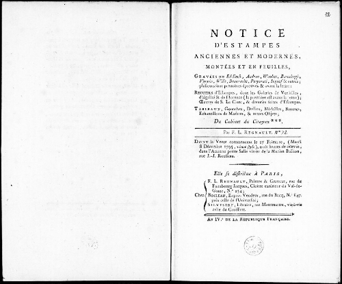 Notice d’estampes anciennes et modernes [...] : [vente du 8 décembre 1795]