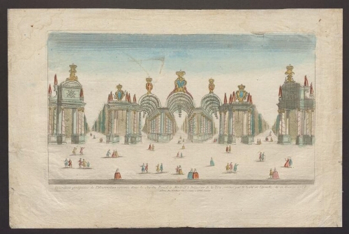 Décoration perspective de l'illumination executée dans le jardin royal à Madrid à l'occasion de la Paix conclue par le traité de Versailles du 10 février 1763