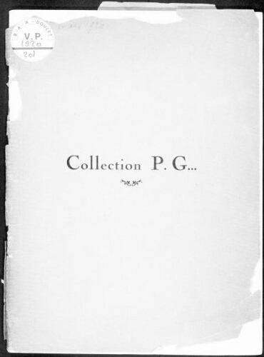 Collection P. G... [...] : [vente du 26 mars 1920]