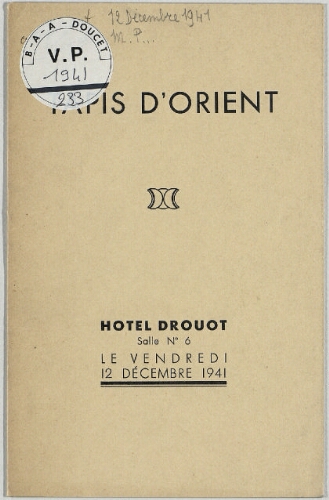 Tapis d'Orient [...] : [vente du 12 décembre 1941]