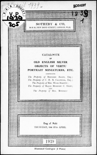 Catalogue of old English silver […] : [vente du 27 avril 1939]