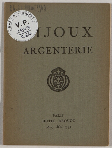 Bijoux, argenterie : [vente des 26 et 27 mai 1943]