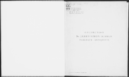 Collection Dr. James Simon de Berlin, tableaux, antiquités : [vente des 25 et 26 octobre 1927]