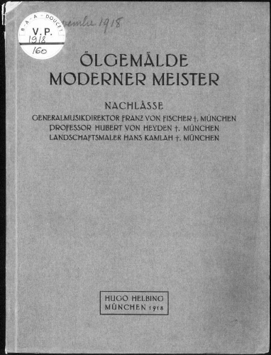 Ölgemälde moderner Meister [...] : [vente des 3 et 4 juin 1919]