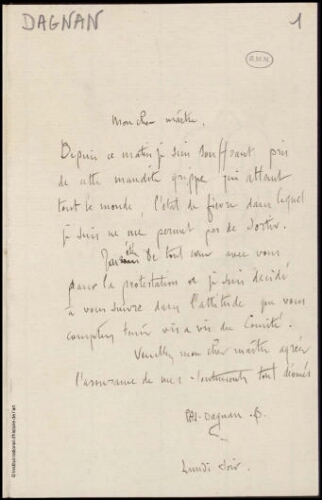 Lettres adressées à Meissonier, classées par ordre alphabétique du nom de l'expéditeur. Lettre D