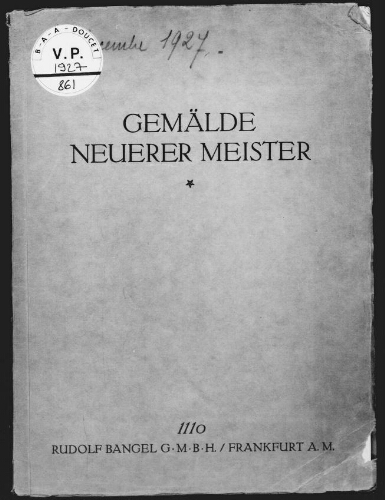 Gemälde neuerer Meister : [vente du 13 décembre 1927]
