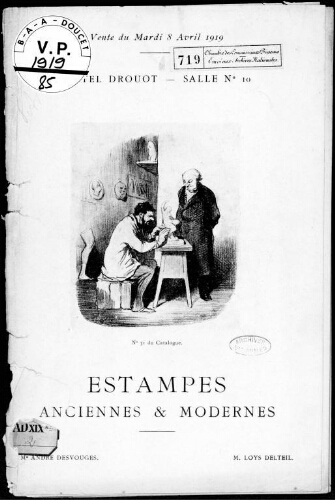 Catalogue des estampes anciennes et modernes [...] : [vente du 8 avril 1919]