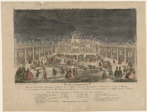 Vue de l'illumination faite par son excellence monseigneur le maréchal duc de Belleisle [...] le 12 février 1742 à l'occasion du Couronnement de sa Majesté impériale à Francfort
