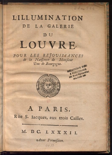 L'Illumination de la Galerie du Louvre, pour les réjouissances de la Naissance de Monsieur Duc de Bourgogne