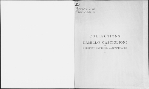 Collections Camillo Castiglioni. II. Bronzes antiques et de la Renaissance : [vente du 18 novembre 1925]