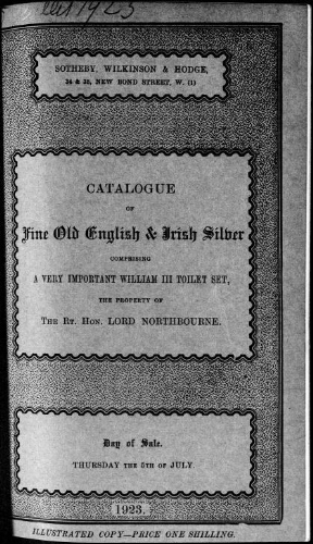 Catalogue of fine old English and Irish silver [...] : vente du 5 juillet 1923]