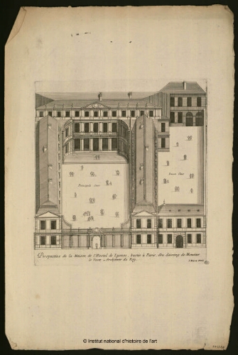 Perspective de la maison de l'Hostel de Lyonne, bastie à Paris, du desseing de Monsieur Le Vaux [...]