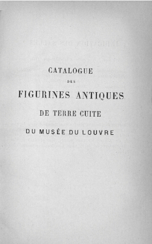 Catalogue des figurines antiques de terre cuite