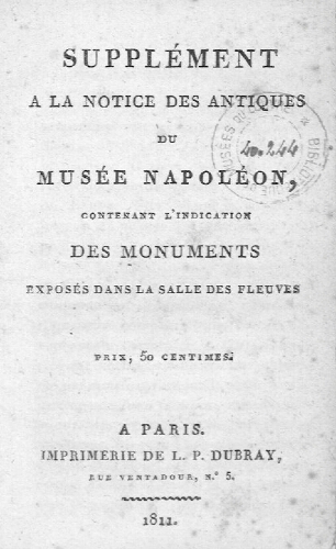 Supplément à la notice des antiques du Musée Napoléon