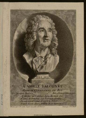 Camille Falconet, médécin consultant du Roy, né à Lyon le 29 mars 1671, mort à Paris le 8 février 1762