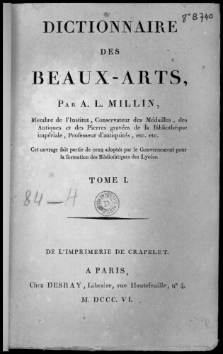Dictionnaire des beaux-arts. Tome 1