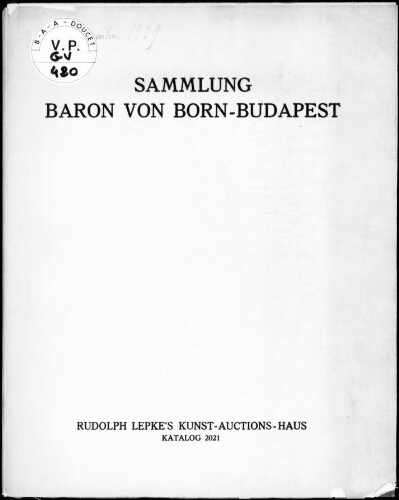 Sammlung Baron von Born, Budapest : [vente du 4 décembre 1929]