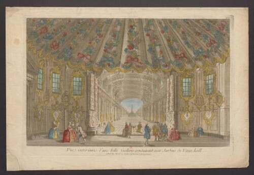 Vue intérieure d'une belle galerie conduisant aux jardins de Vaux hall