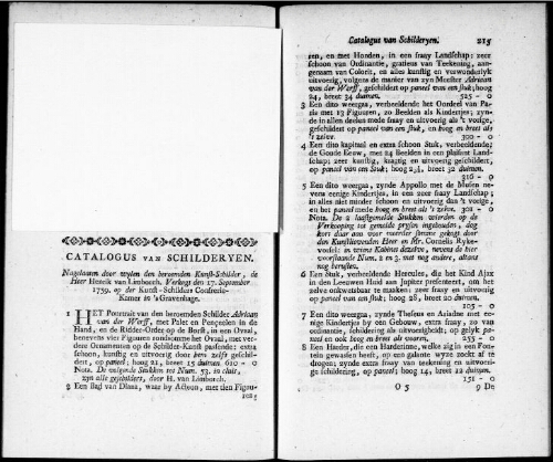 Catalogus van Schilderyen nagelaaten door wylen den beroemden Kunst-Schilder, de Heer Henrik van Limborch [...] : [vente du 17 septembre 1759]