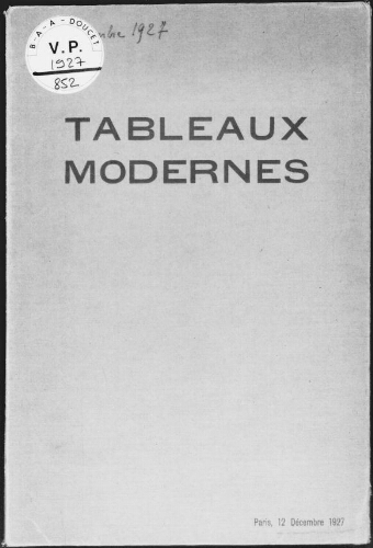 Tableaux modernes : [vente du 12 décembre 1927]