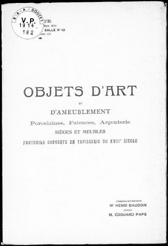 Catalogue des porcelaines et faïences anciennes [...] : [vente du 25 mars 1914]