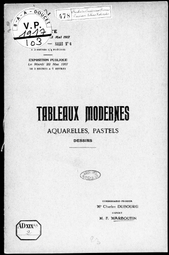 Catalogue des tableaux modernes […] : [vente du 23 mai 1917]