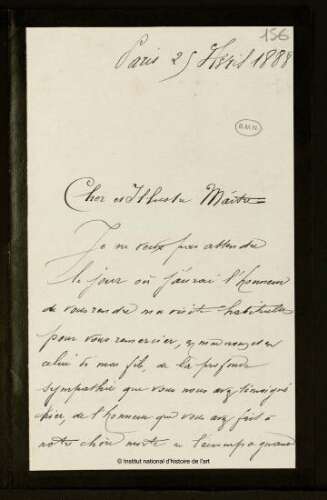 Lettre à Jean-Louis-Ernest Meissonier, 25 avril 1888