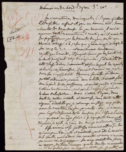 Notes prises par Eugène Delacroix sur le 3ème volume des Mémoires de Lord Byron
