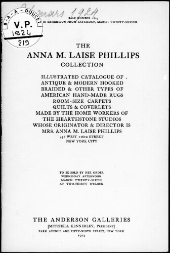 The Anna M. Laise Phillips collection [...] : [vente du 26 mars 1924]