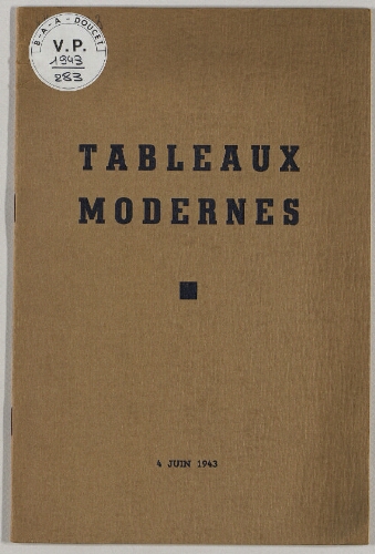 Tableaux modernes : [vente du 4 juin 1943]