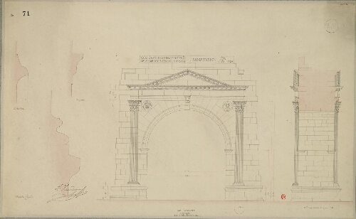 Rimini 1828, arc d'Auguste à Rimini sur la voie flaminienne
