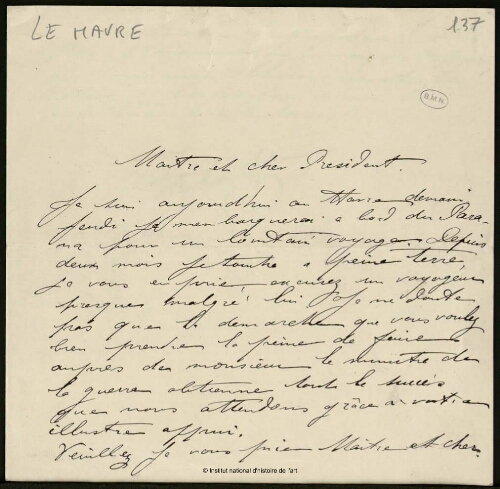 Lettre à Jean-Louis-Ernest Meissonier, 3 décembre 1890