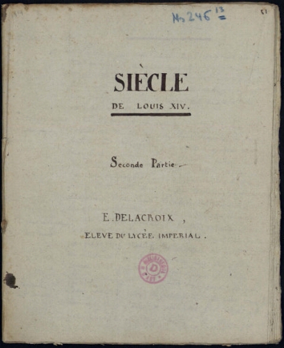 Cahiers de classe (1811-1815) : 13ème cahier