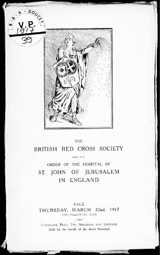 Catalogue of the collection of works of art presented to the British Red Cross Society […] : [vente du 22 mars 1917]