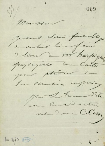 Camille Corot. Lettre autographe signée