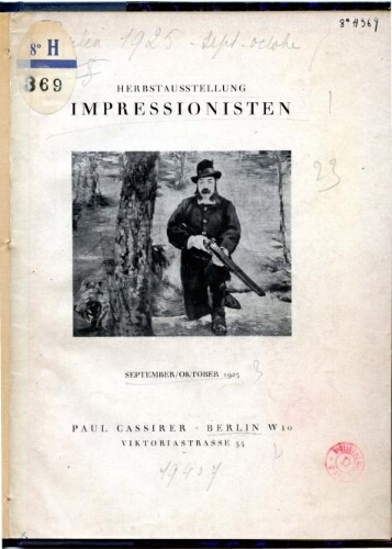 Herbstausstellung Impressionisten : Sept. Okt. 1925, Paul Cassirer, Berlin
